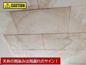 雨漏れによる天井のシミ画像