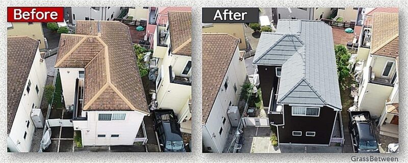 屋根カバー工法（ディーズルーフィング・エコグラーニ・ツィードグレー）画像